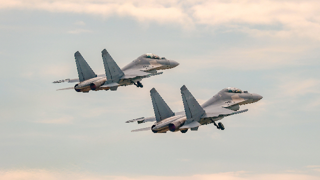 J-16 multi-role fighter jets fly in formation